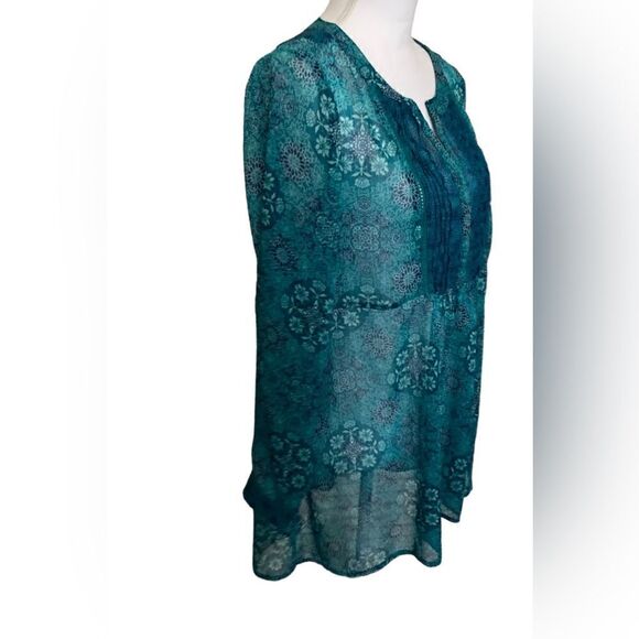 A Pea In The Pod teal floral maternity top Medium - Picture 2 of 7